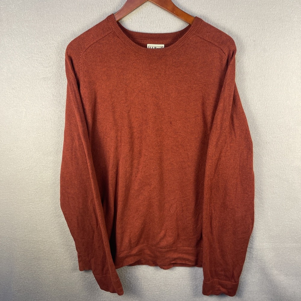 LL Bean Cashmere Blend Sweat Mens Large Red Pullover Crew Neck Soft Outdoor